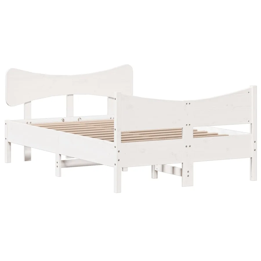 Cadre de lit sans matelas blanc 120x200 cm bois de pin massif - 3