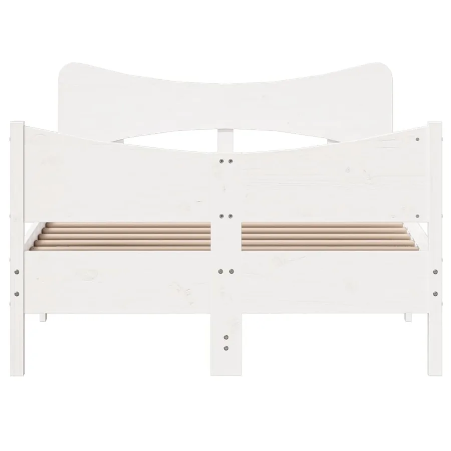 Cadre de lit sans matelas blanc 120x200 cm bois de pin massif - 4