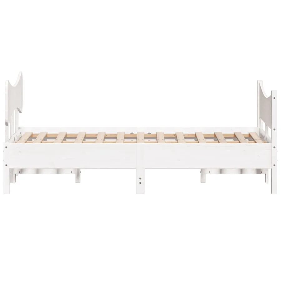 Cadre de lit sans matelas blanc 120x200 cm bois de pin massif - 5