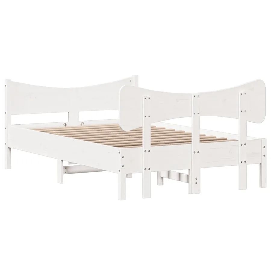 Cadre de lit sans matelas blanc 120x200 cm bois de pin massif - 6