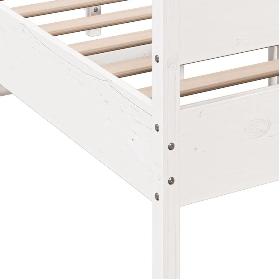 Cadre de lit sans matelas blanc 120x200 cm bois de pin massif - 7