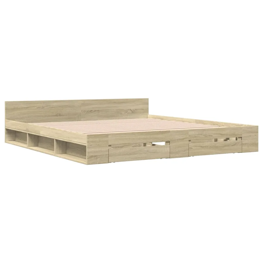 Cadre de lit avec tiroirs sans matelas chêne sonoma 180x200 cm - 3