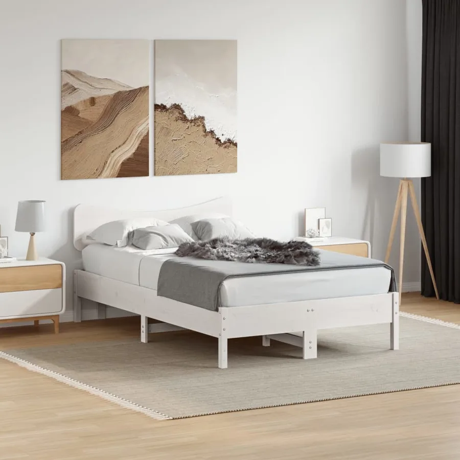 Tête de lit blanc 135 cm bois massif de pin - 3