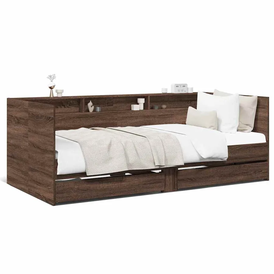 Lit de jour avec tiroirs sans matelas chêne marron 75x190 cm - 2