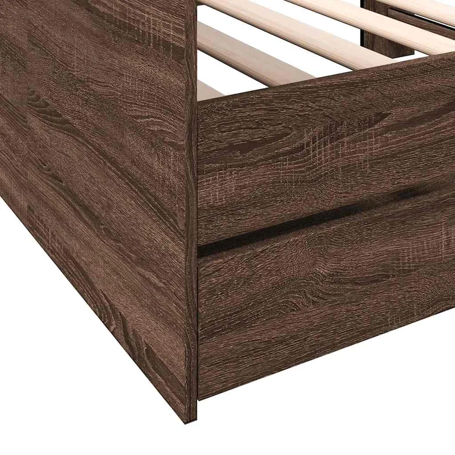 Lit de jour avec tiroirs sans matelas chêne marron 75x190 cm - 7