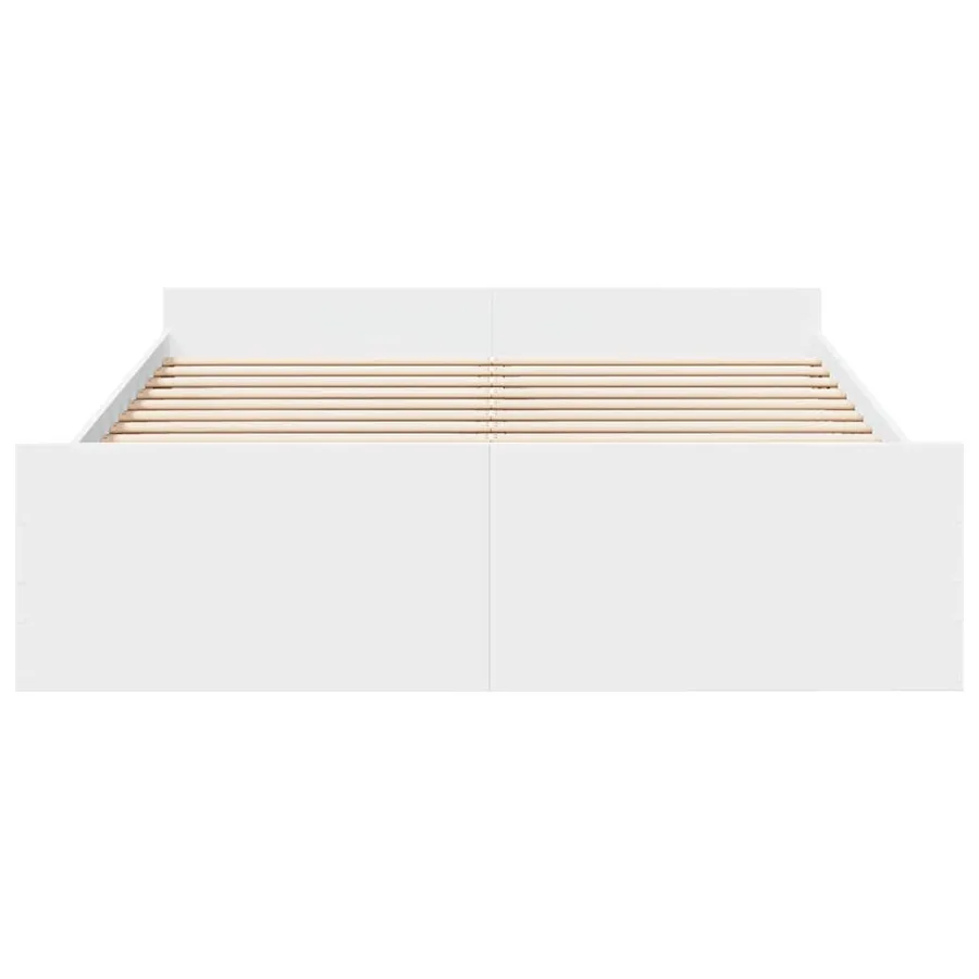 Cadre de lit avec tiroirs sans matelas blanc 150x200 cm - 4