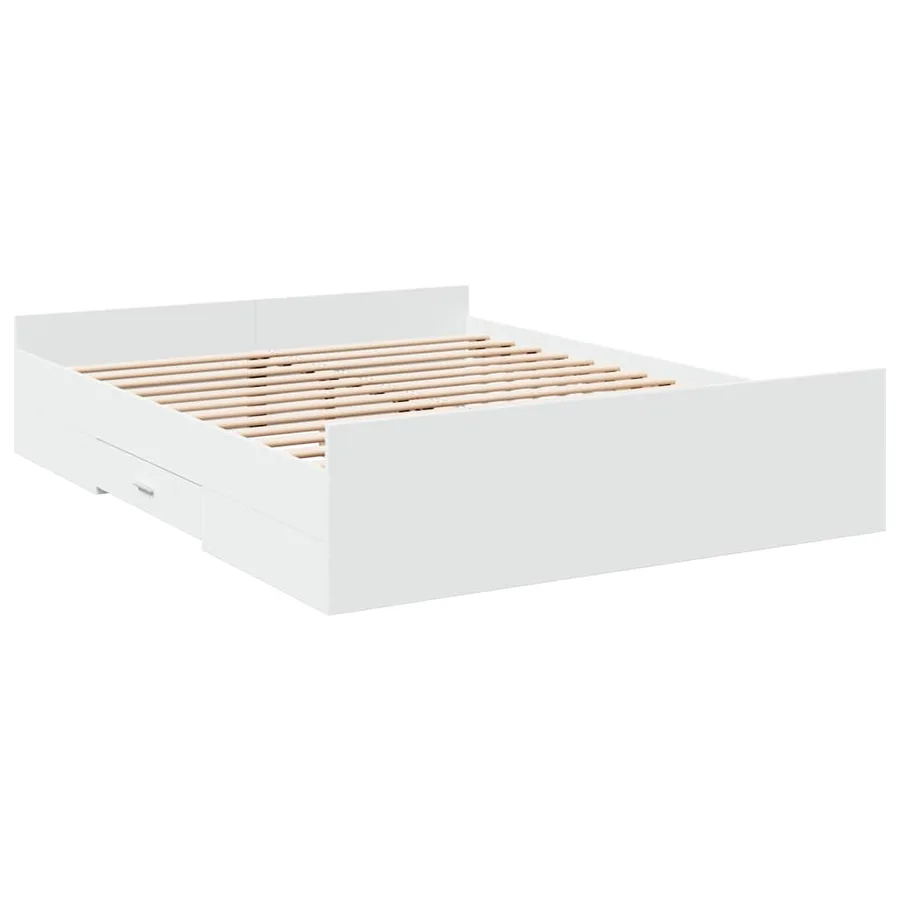Cadre de lit avec tiroirs sans matelas blanc 150x200 cm - 6