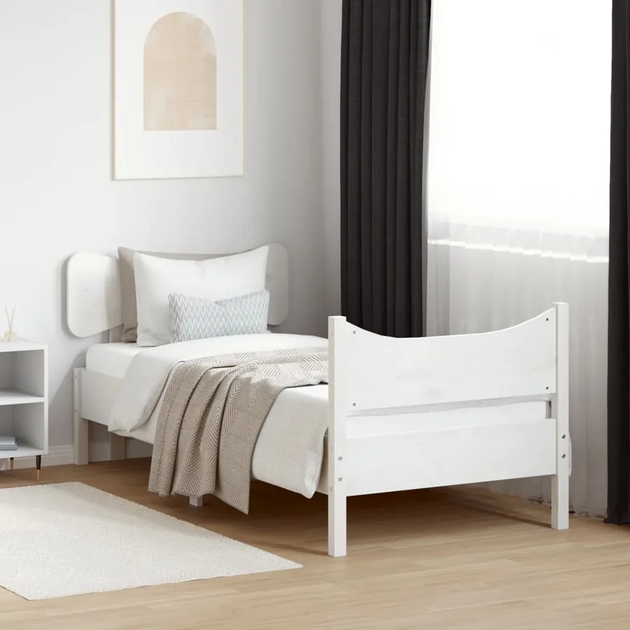 Cadre de lit sans matelas blanc 90x200 cm bois de pin massif