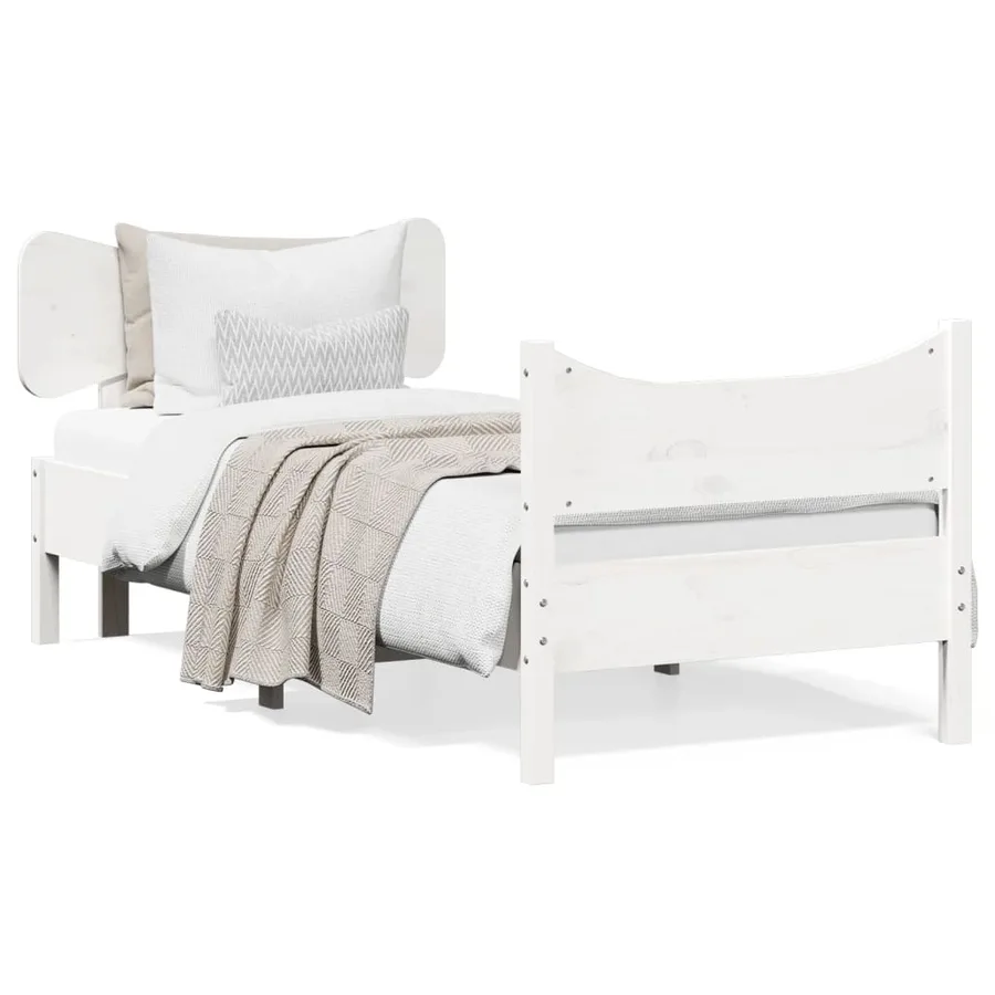 Cadre de lit sans matelas blanc 90x200 cm bois de pin massif - 2
