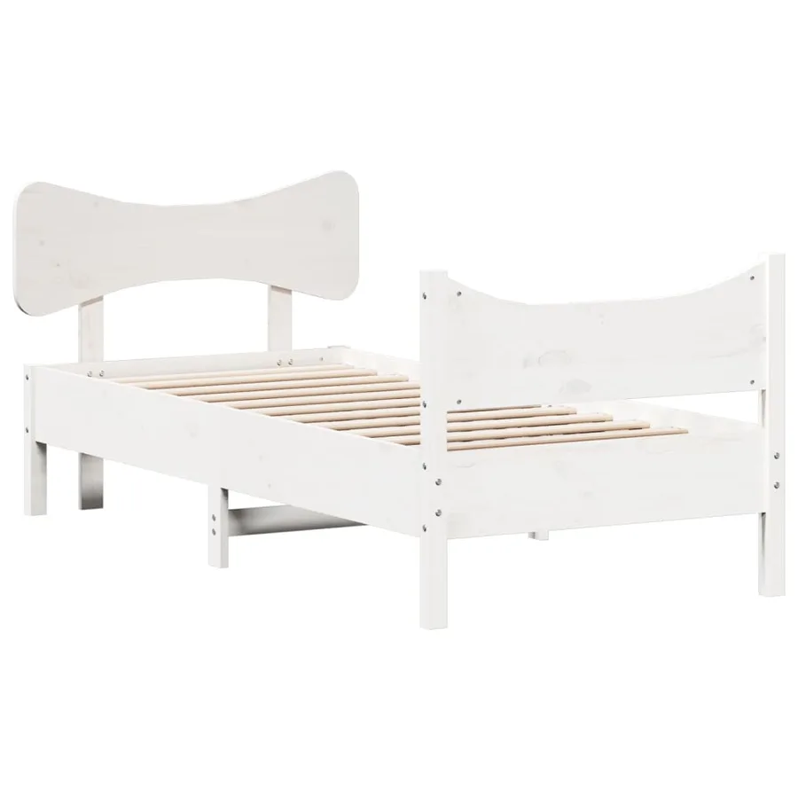 Cadre de lit sans matelas blanc 90x200 cm bois de pin massif - 3