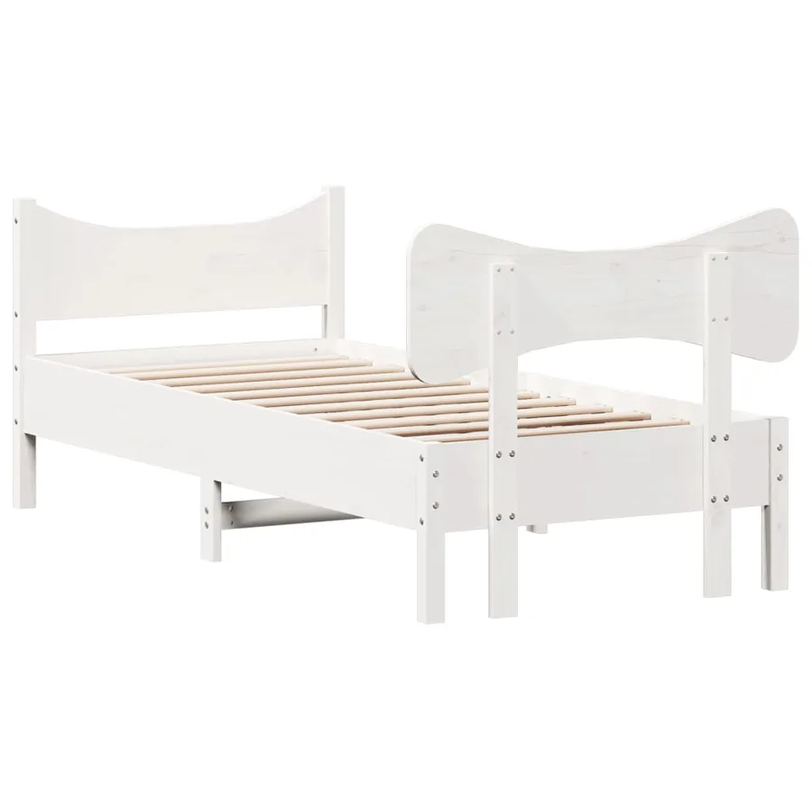 Cadre de lit sans matelas blanc 90x200 cm bois de pin massif - 6