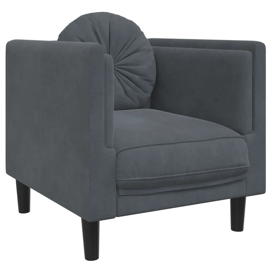 Ensemble de canapés 3 pcs avec coussins gris foncé velours - 4