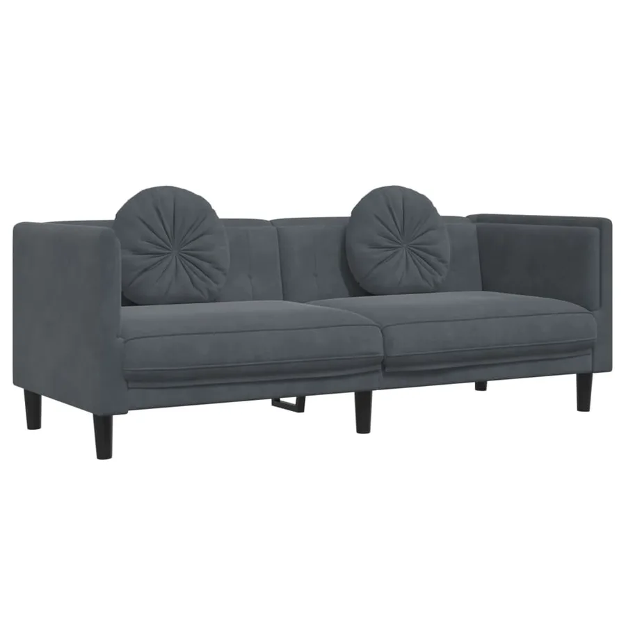 Ensemble de canapés 3 pcs avec coussins gris foncé velours - 6