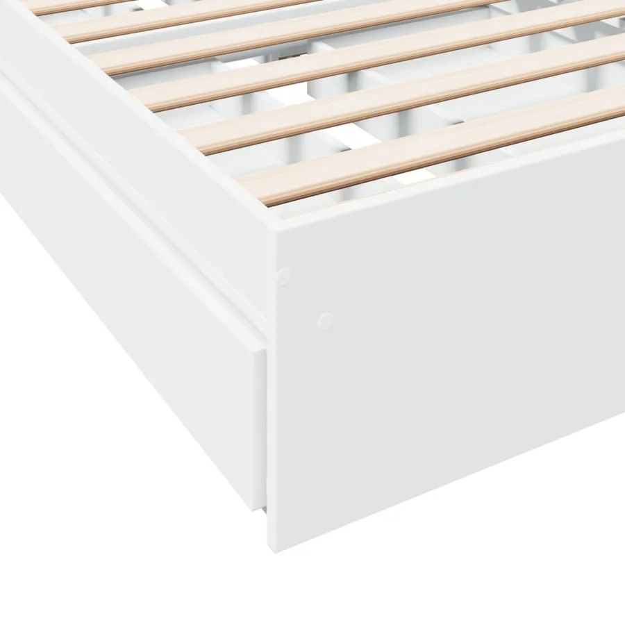 Cadre de lit avec tiroirs sans matelas blanc 100x200 cm - 8