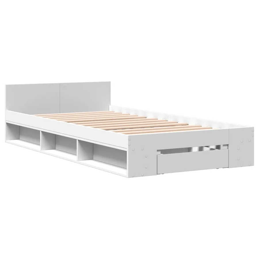 Cadre de lit avec tiroir sans matelas blanc 90x200 cm - 3