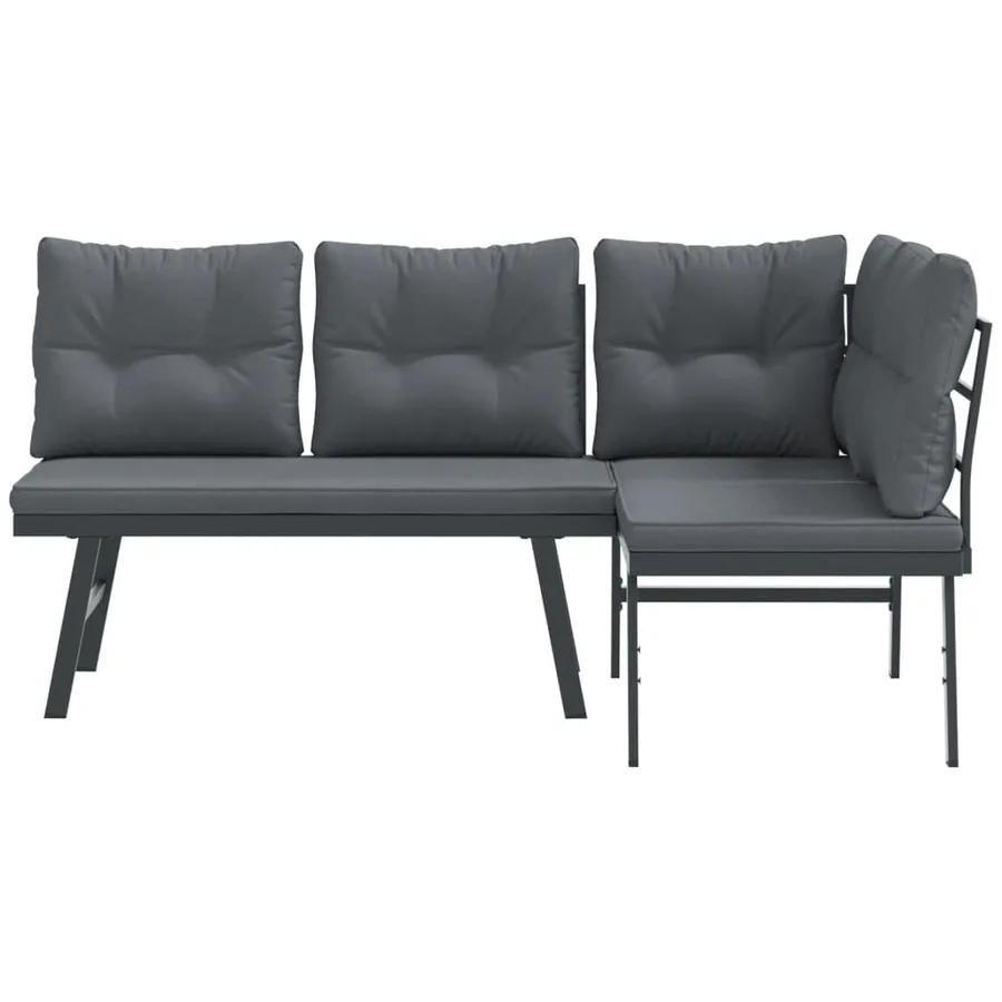 Bancs de jardin avec coussins lot de 2 acier enduit de poudre - 3