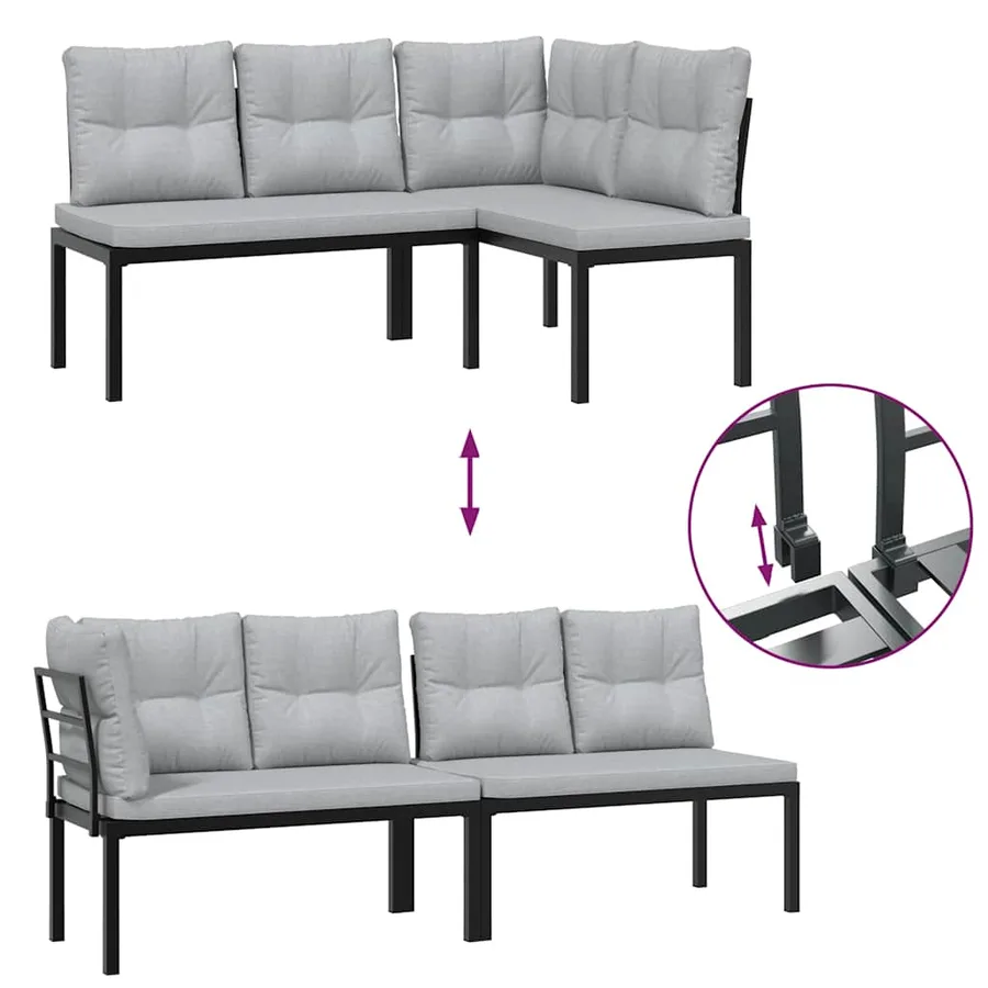 Bancs de jardin avec coussins lot de 2 acier enduit de poudre - 6