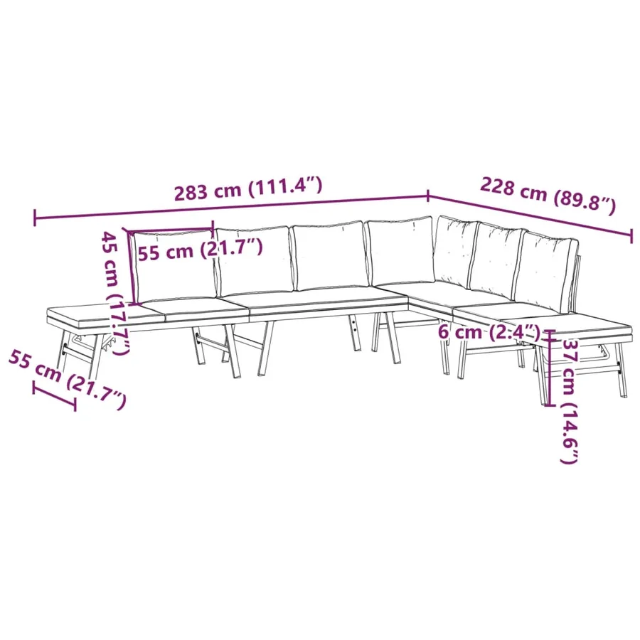Bancs de jardin avec coussins lot de 4 acier enduit de poudre - 11