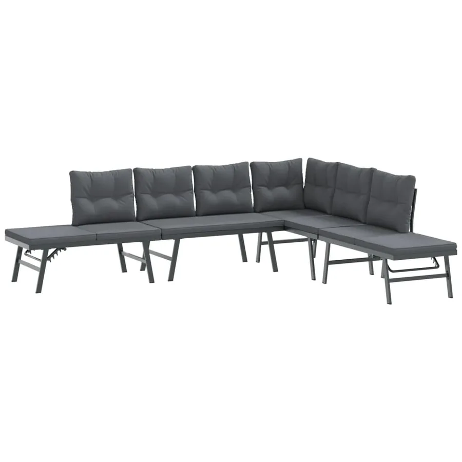 Bancs de jardin avec coussins lot de 4 acier enduit de poudre - 2