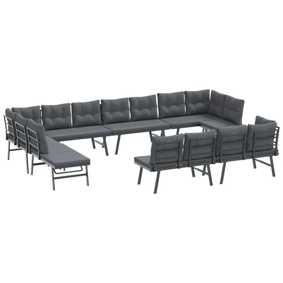 Bancs de jardin avec coussins lot de 8 acier enduit de poudre - 2