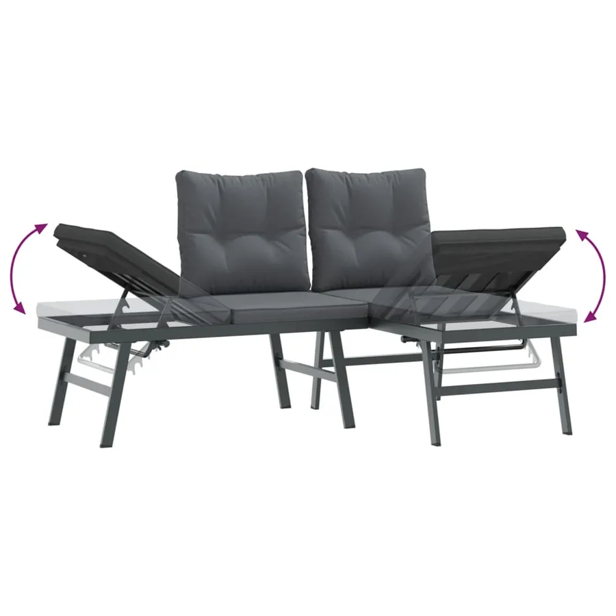 Bancs de jardin avec coussins lot de 8 acier enduit de poudre - 6