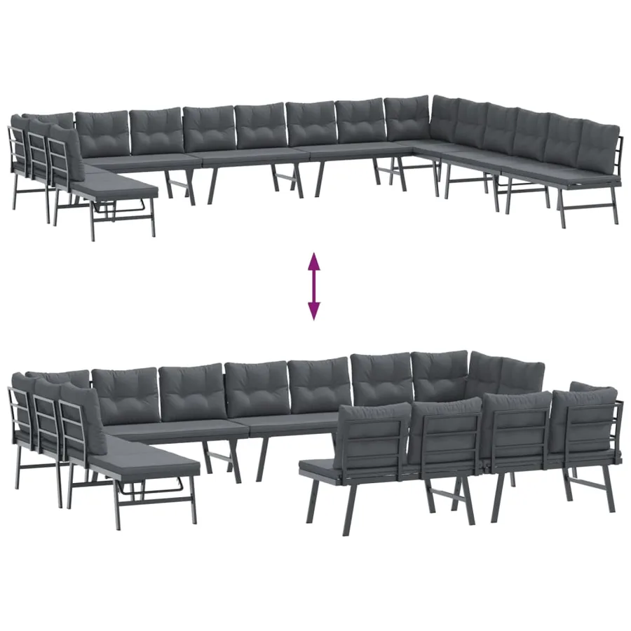 Bancs de jardin avec coussins lot de 8 acier enduit de poudre - 8