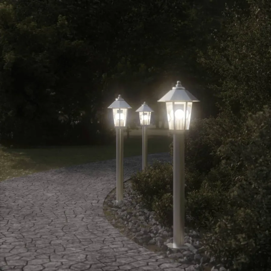 Lampadaire d'extérieur argenté 80 cm acier inoxydable - 3