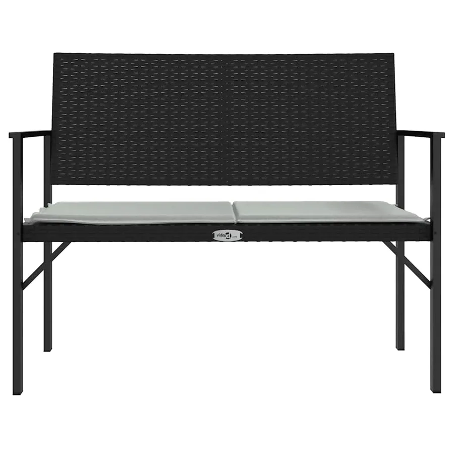 Banc de jardin à 2 places avec coussin noir résine tressée - 3
