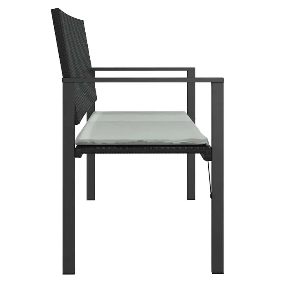 Banc de jardin à 2 places avec coussin noir résine tressée - 4