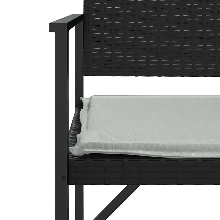 Banc de jardin à 2 places avec coussin noir résine tressée - 6