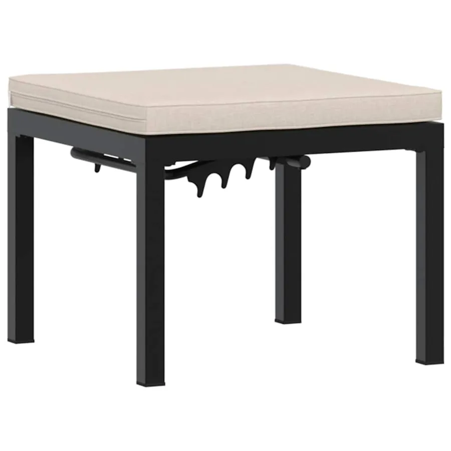 Tabouret de jardin avec coussin noir acier enduit de poudre - 2