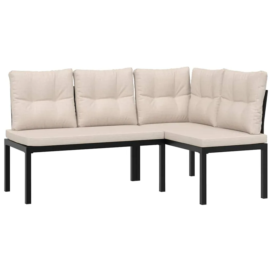 Ensemble de banc de jardin avec coussins 4 pcs noir - 3