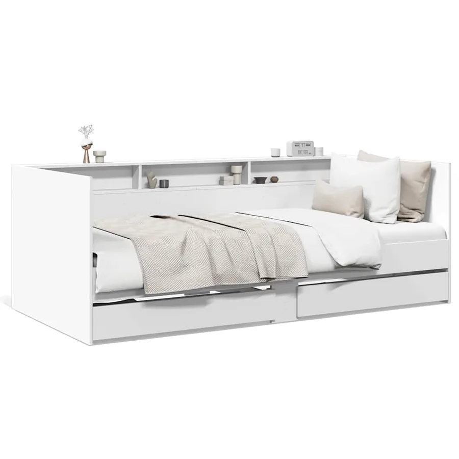 Lit de jour avec tiroirs sans matelas blanc 100x200 cm - 2