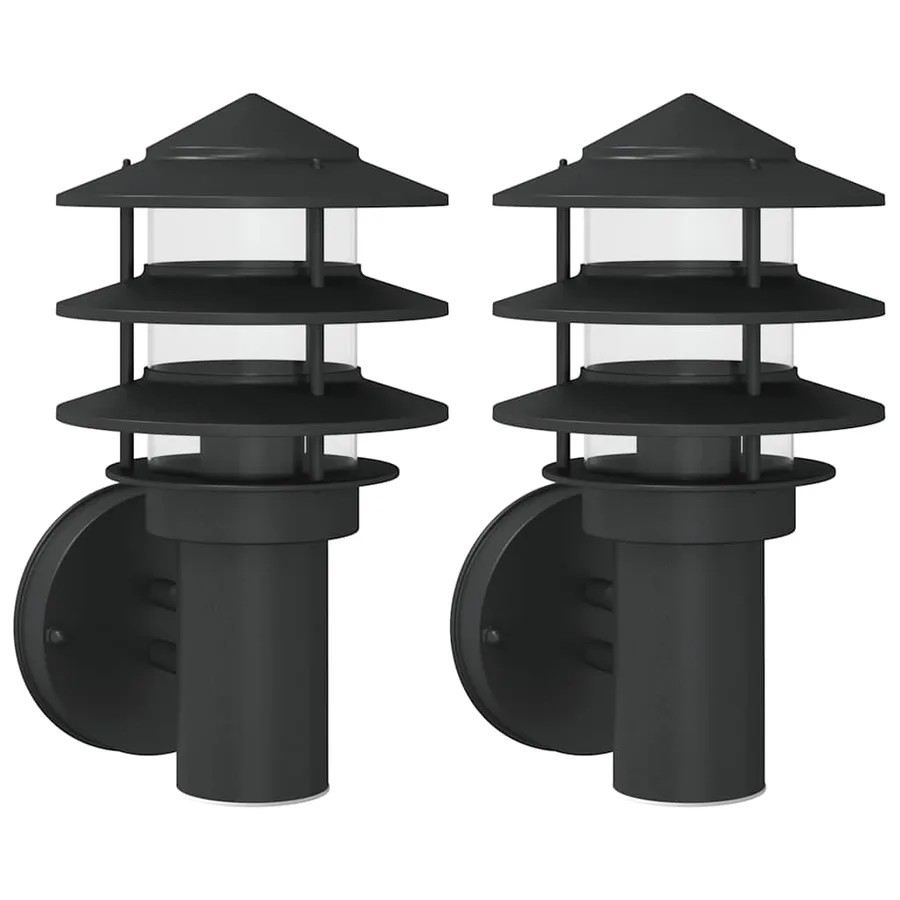 Appliques murales d'extérieur 2 pcs noir acier inoxydable - 2