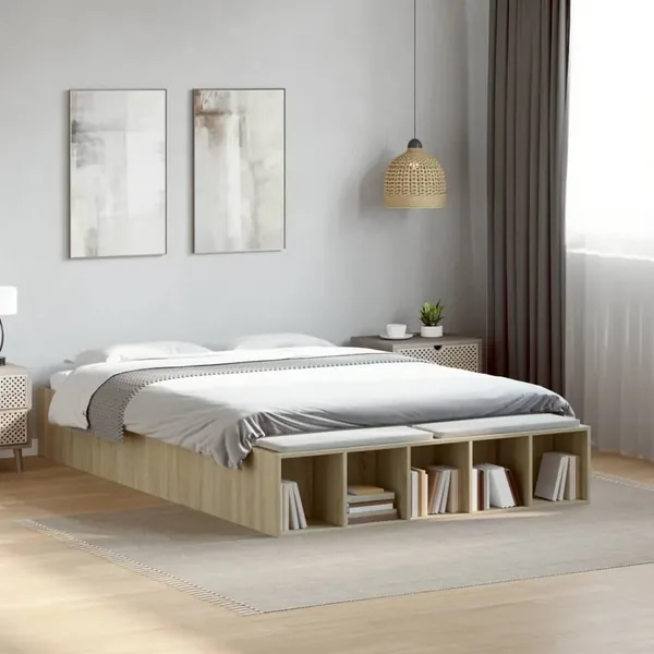 Cadre de lit sans matelas chêne sonoma 120x200 cm