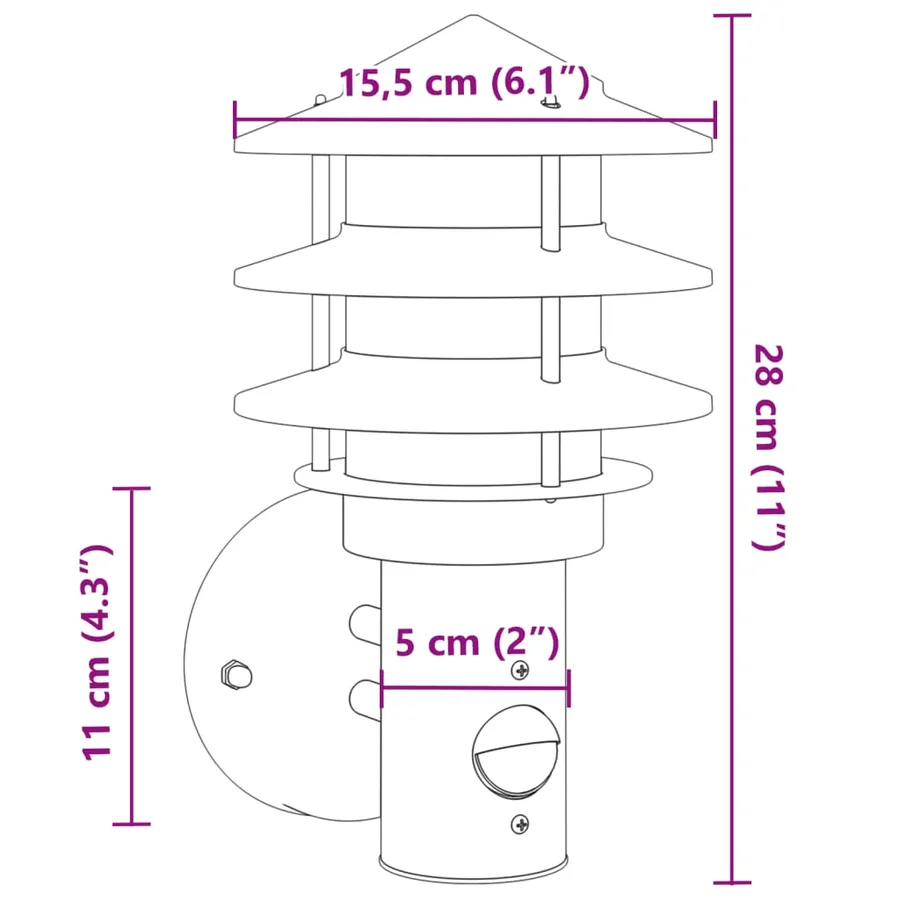 Appliques murales d'extérieur et capteurs 2pcs acier inoxydable - 7