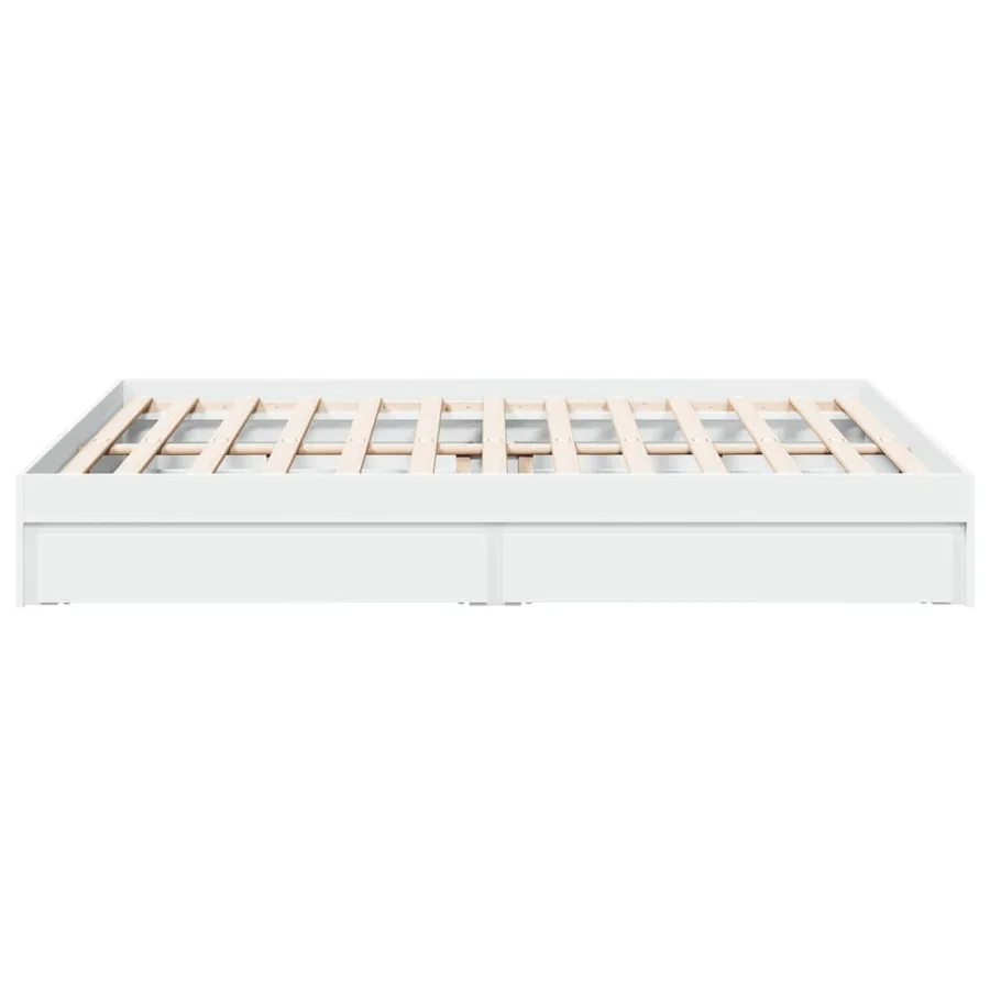 Cadre de lit avec tiroirs sans matelas blanc 150x200 cm - 5