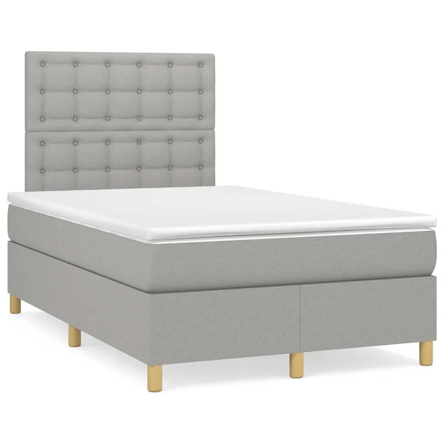Sommier à lattes de lit et matelas gris clair 120x190 cm tissu