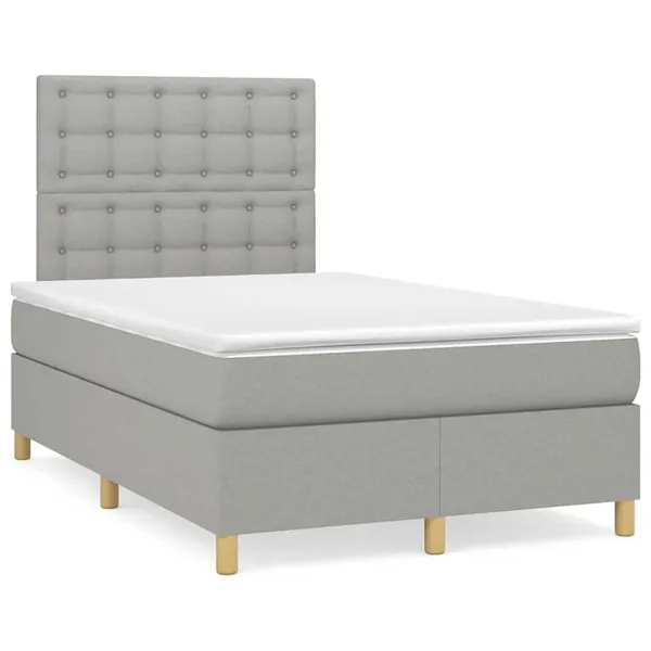 Sommier à lattes de lit et matelas gris clair 120x190 cm tissu