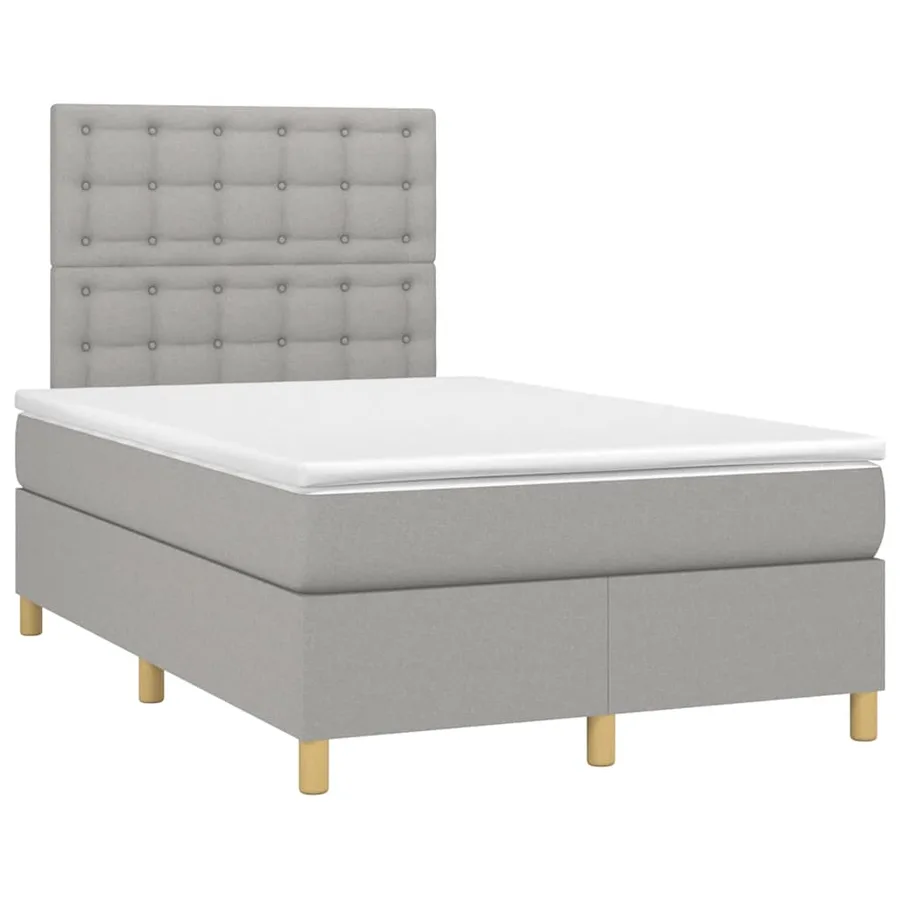 Sommier à lattes de lit et matelas gris clair 120x190 cm tissu - 2