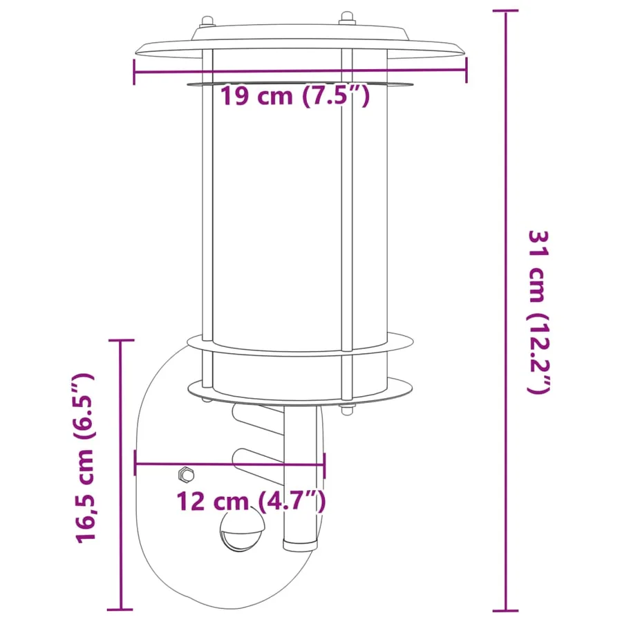 Applique murale d'extérieur avec capteur noir acier inoxydable - 7