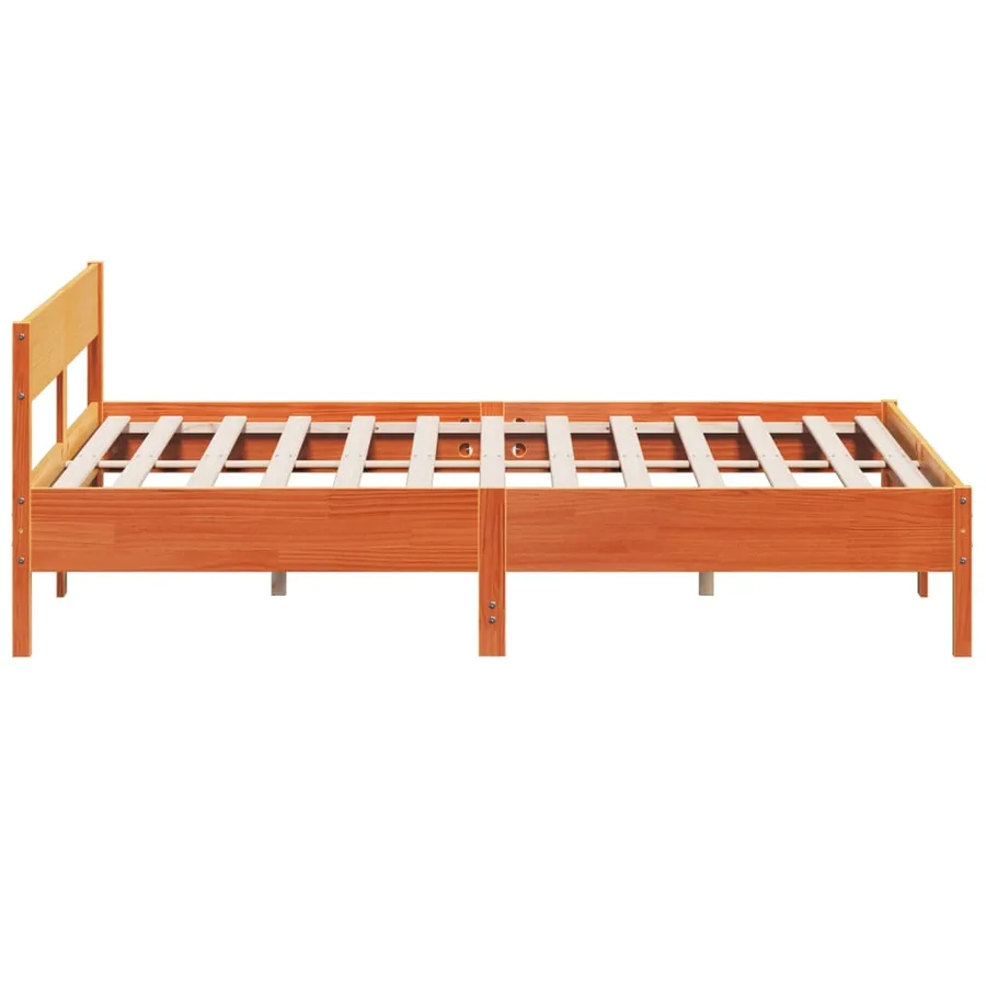 Cadre de lit et tête de lit cire marron 200x200 cm bois de pin - 5