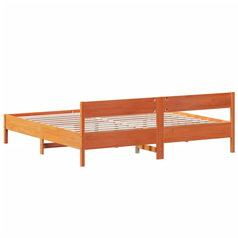 Cadre de lit et tête de lit cire marron 200x200 cm bois de pin - 6