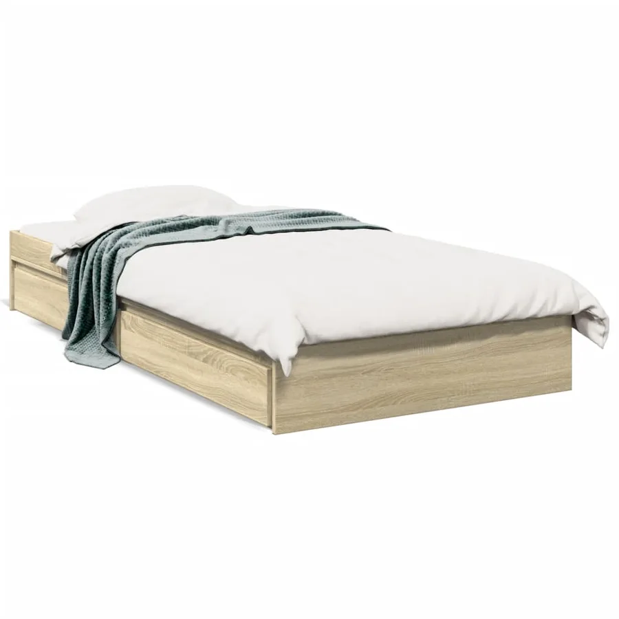 Cadre de lit avec tiroirs sans matelas chêne sonoma 100x200 cm - 2