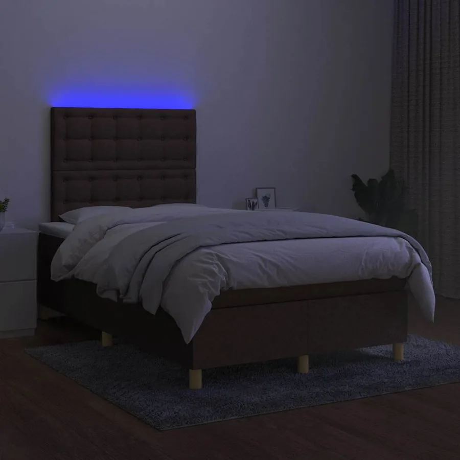Sommier à lattes de lit matelas et LED marron foncé 120x190 cm - 4