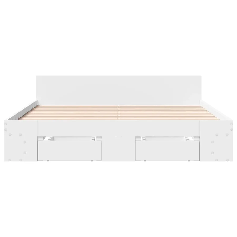 Cadre de lit avec tiroirs sans matelas blanc 120x190 cm - 4
