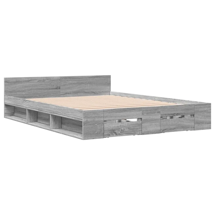 Cadre de lit avec tiroirs sans matelas sonoma gris 120x190 cm - 3