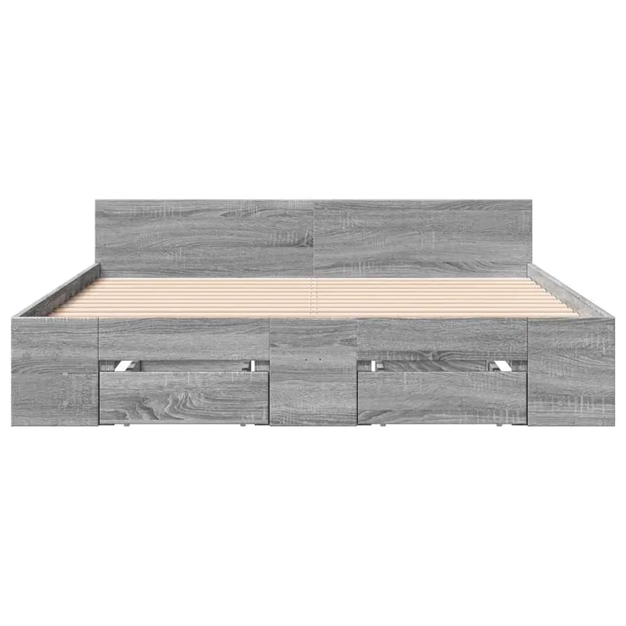 Cadre de lit avec tiroirs sans matelas sonoma gris 120x190 cm - 4