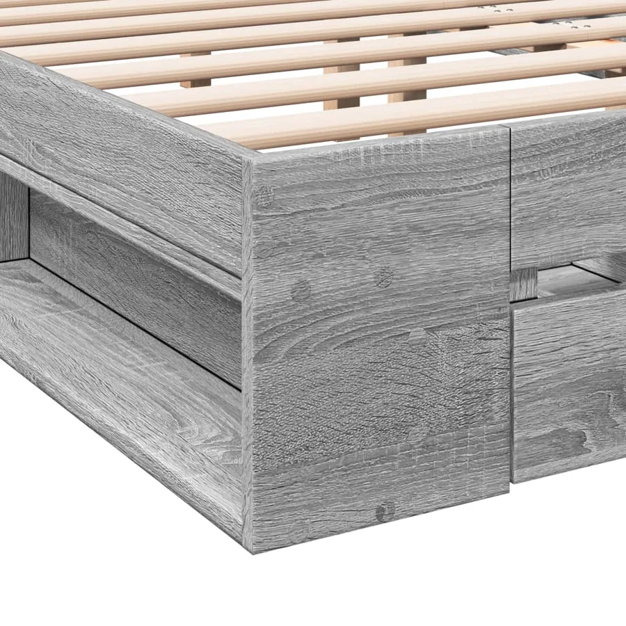 Cadre de lit avec tiroirs sans matelas sonoma gris 120x190 cm - 8