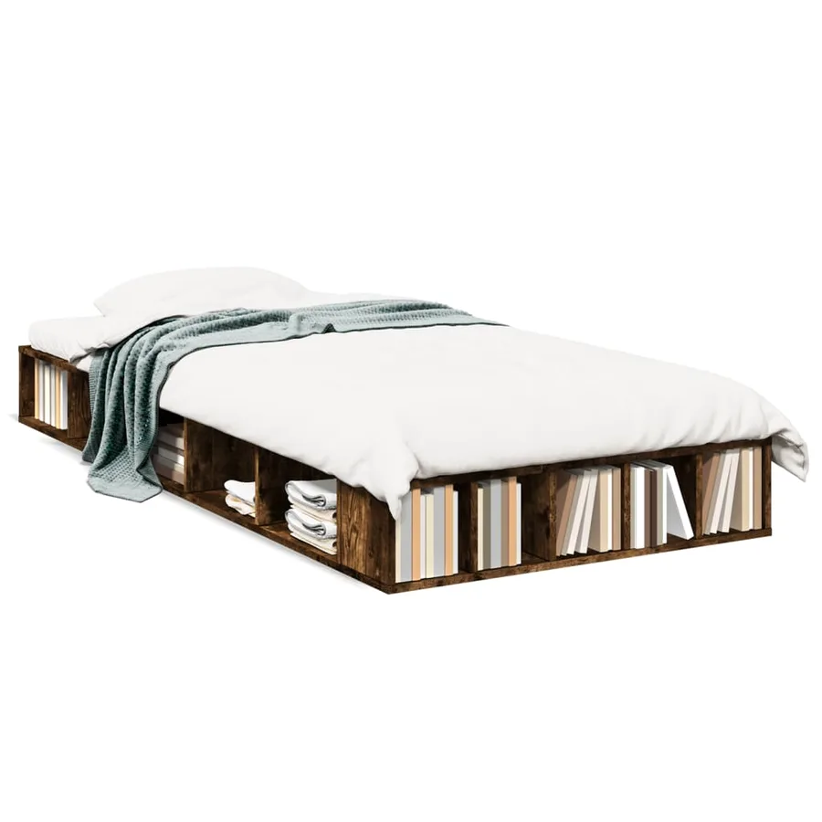 Cadre de lit sans matelas chêne fumé 90x200 cm - 2